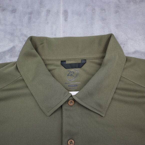 Zero Restriction Shirt Mens L Green Short Sleeve Chest Button Collared Top - Picture 9 of 16
